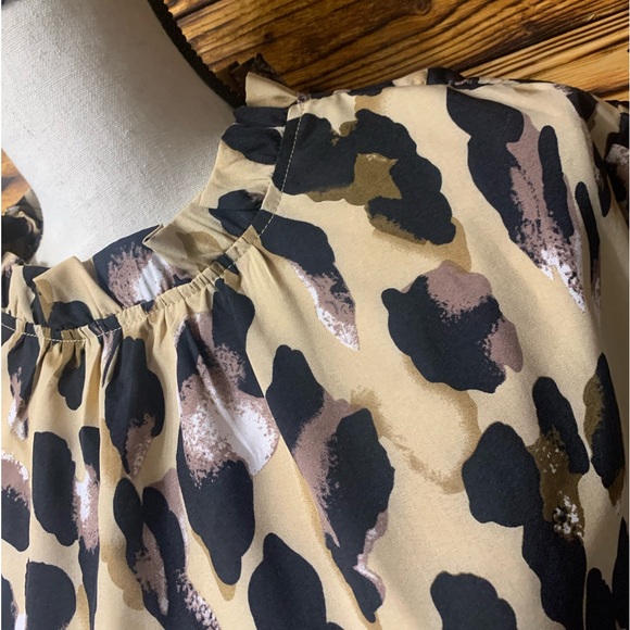 Animal Print Cheetah Plus Size Ruffle Neck Swing Top 2X - Picture 8 of 9